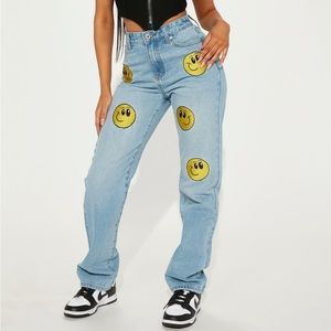 Fashion nova smiley face jeans